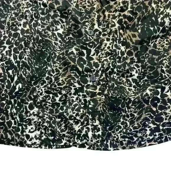 Avec Les Filles Animal Leopard Print Shirt Dress Black Almond Combo Size Medium - Picture 4 of 9